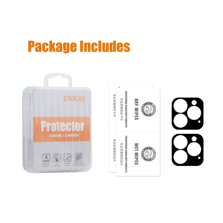 2pcs ENKAY Hat-Prince 9H Rear Camera Lens Tempered Glass Film, For iPhone 16 Pro / 16 Pro Max, For iPhone 16 / 16 Plus, For iPhone 15 Pro / 15 Pro Max, For iPhone 15 / 15 Plus