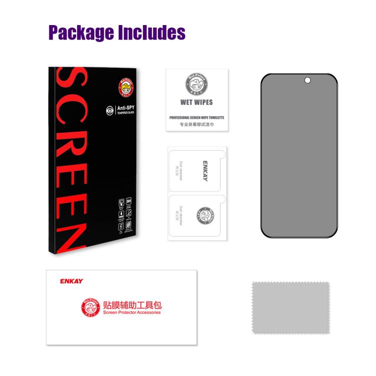 ENKAY Hat-Prince 28 Degree Anti-peeping Tempered Glass Full Screen Film, For iPhone 17 Pro Max, For iPhone 17 Pro, For iPhone 17, For iPhone Air, For iPhone 16 Pro Max, For iPhone 16 Pro, For iPhone 16 Plus, For iPhone 16, For iPhone 15 Pro Max        ...