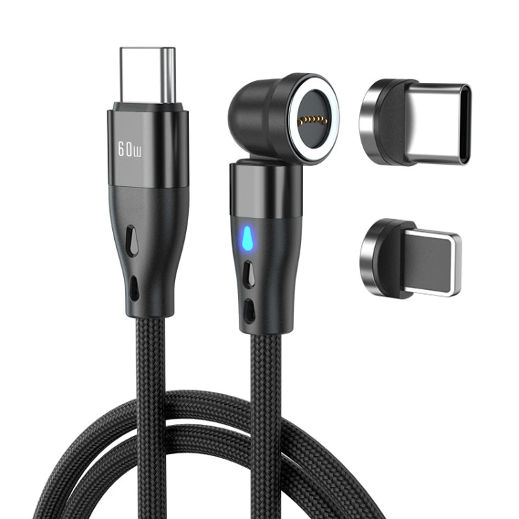 Câble de charge rapide magnétique ENKAY PD60W Type-C vers Type-C / 8 broches, rotation à 540 degrés, 1 m, 2 m