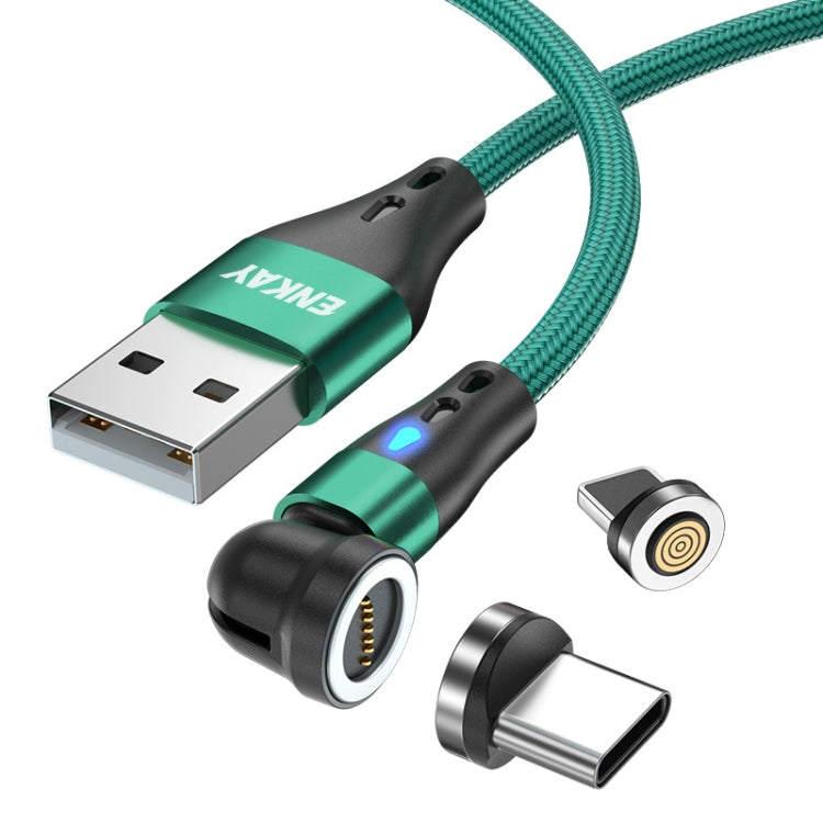 ENKAY 3A USB to Type-C / 8 Pin Magnetic 540 Degrees Rotating Fast Charging Cable, 1m, 2m