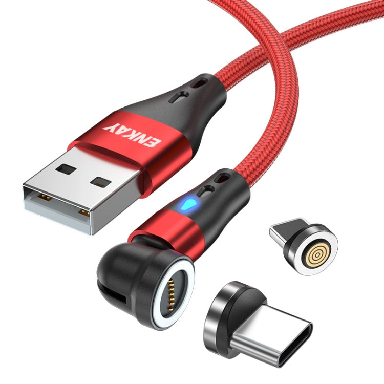 ENKAY 3A USB to Type-C / 8 Pin Magnetic 540 Degrees Rotating Fast Charging Cable, 1m, 2m