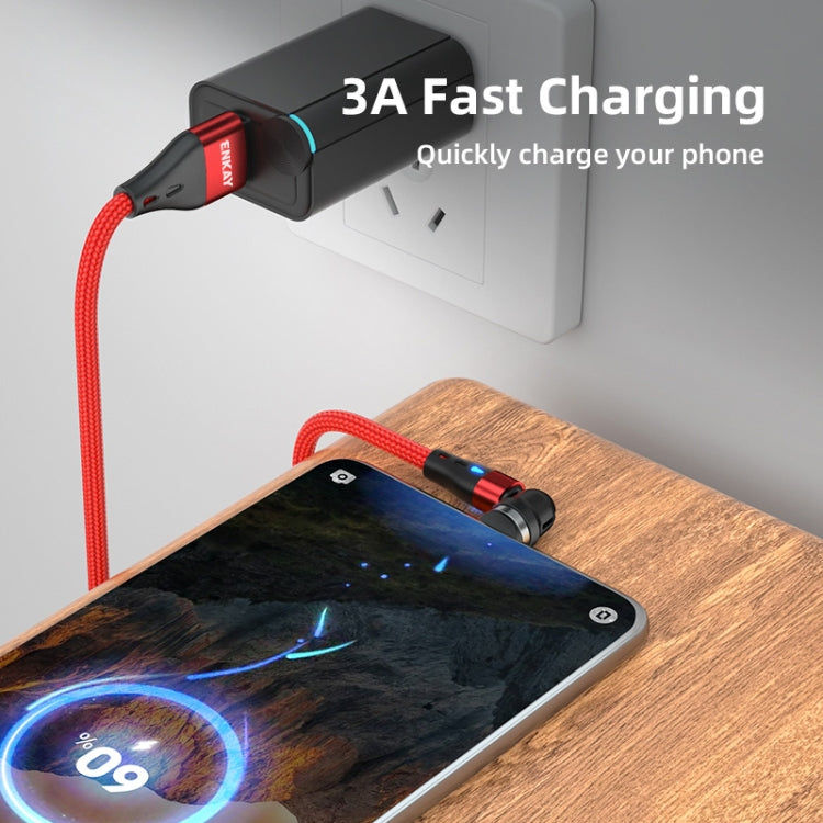 ENKAY 3A USB to Type-C / 8 Pin Magnetic 540 Degrees Rotating Fast Charging Cable, 1m, 2m