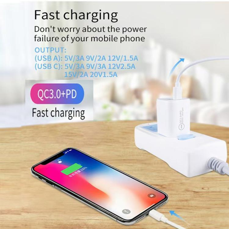 PD30W USB-C / Type-C + QC3.0 USB Dual Port Charger, AU Plug, AU Plug, HK Warehouse