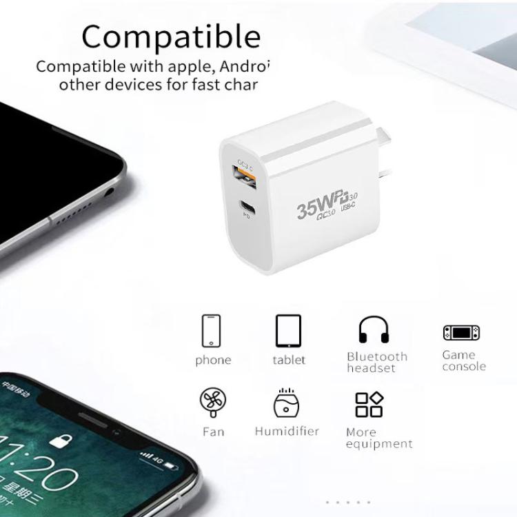 PD30W USB-C / Type-C + QC3.0 USB Dual Port Charger, AU Plug, AU Plug, HK Warehouse