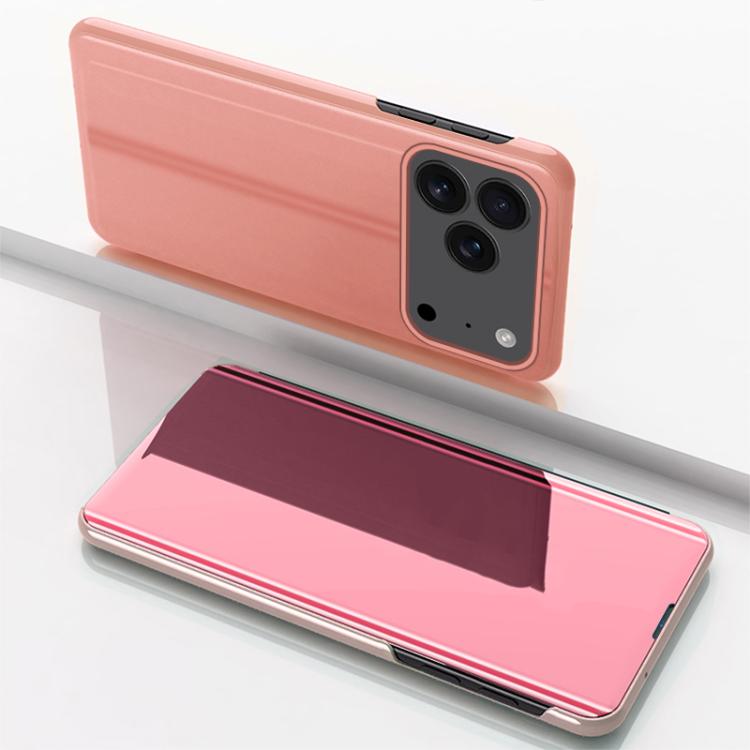 Plated Mirror Horizontal Flip Leather Phone Case with Holder, For iPhone 18 Pro / 17 Pro, For iPhone 18 Pro Max / 17 Pro Max, For iPhone 17e / 16e