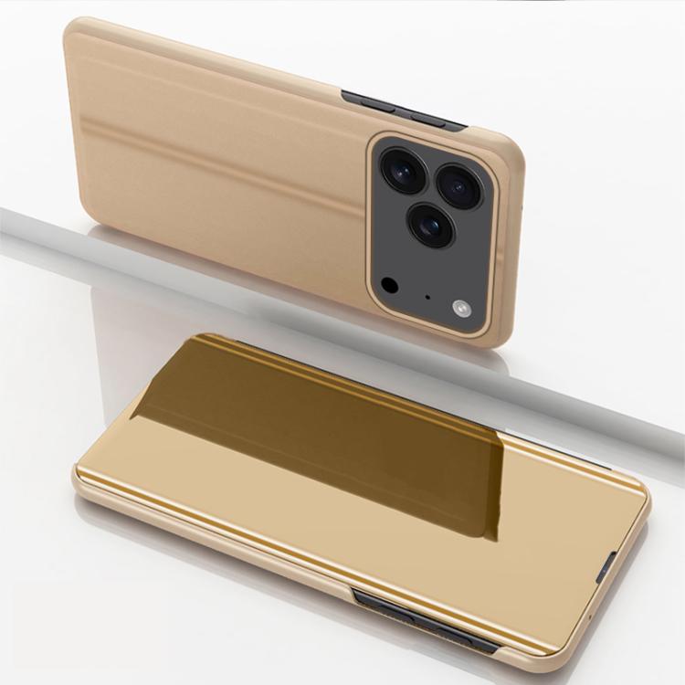 Plated Mirror Horizontal Flip Leather Phone Case with Holder, For iPhone 18 Pro / 17 Pro, For iPhone 18 Pro Max / 17 Pro Max, For iPhone 17e / 16e