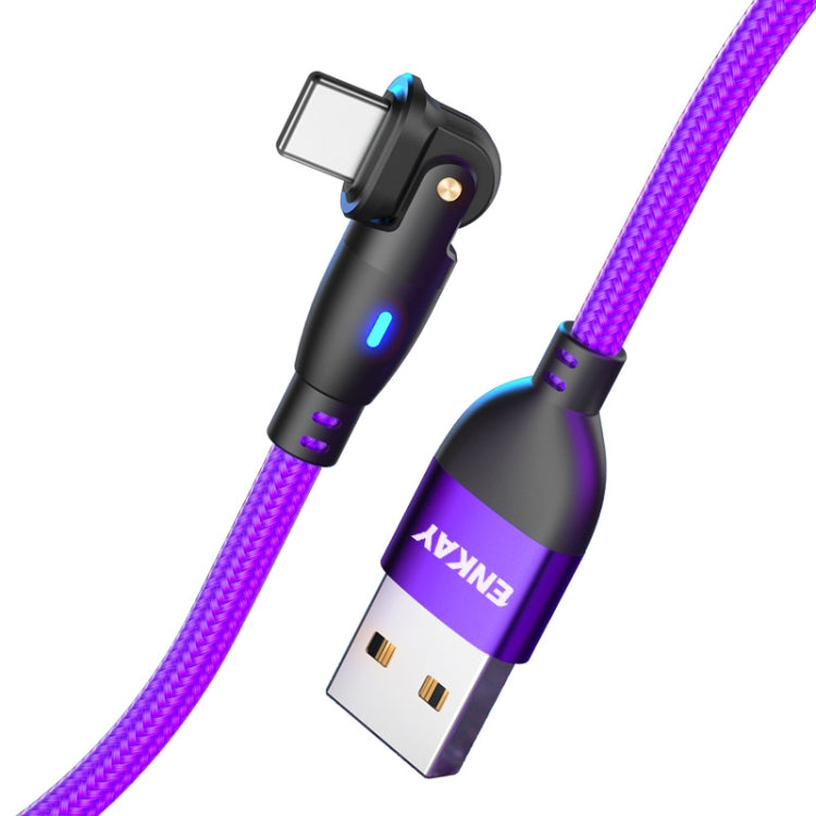 ENKAY 180 Degrees Rotating USB to 8 Pin Charging Data Cable with LED Light, 1m, 2m