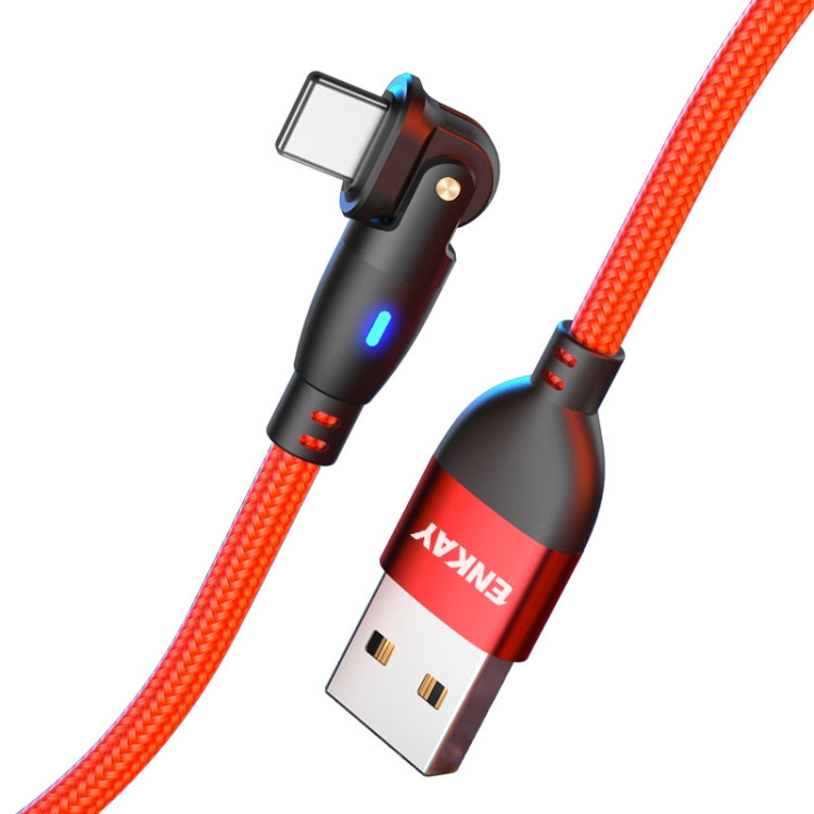 ENKAY 180 Degrees Rotating USB to 8 Pin Charging Data Cable with LED Light, 1m, 2m
