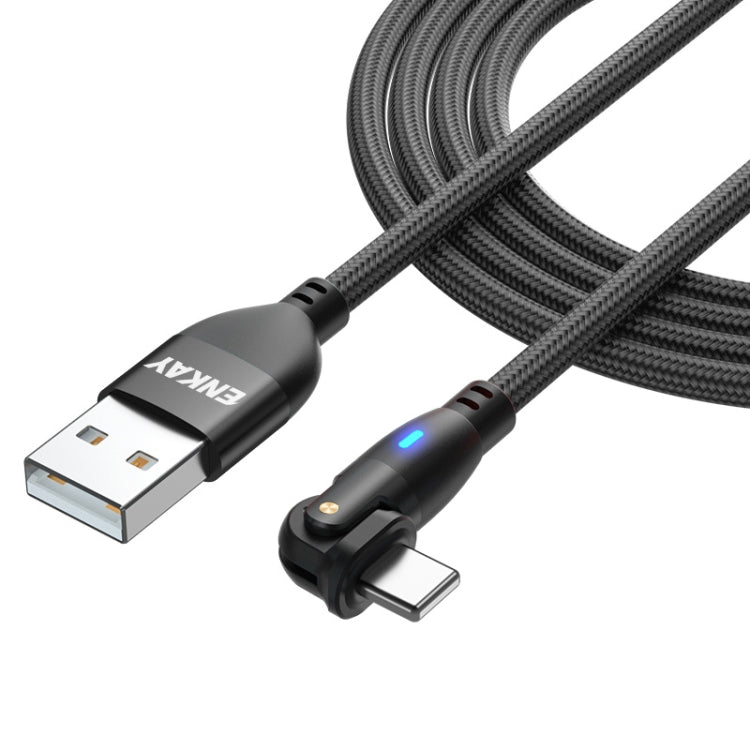 ENKAY 180 Degrees Rotating USB to 8 Pin Charging Data Cable with LED Light, 1m, 2m
