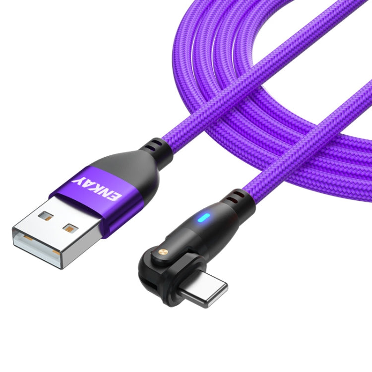 ENKAY 180 Degrees Rotating USB to 8 Pin Charging Data Cable with LED Light, 1m, 2m