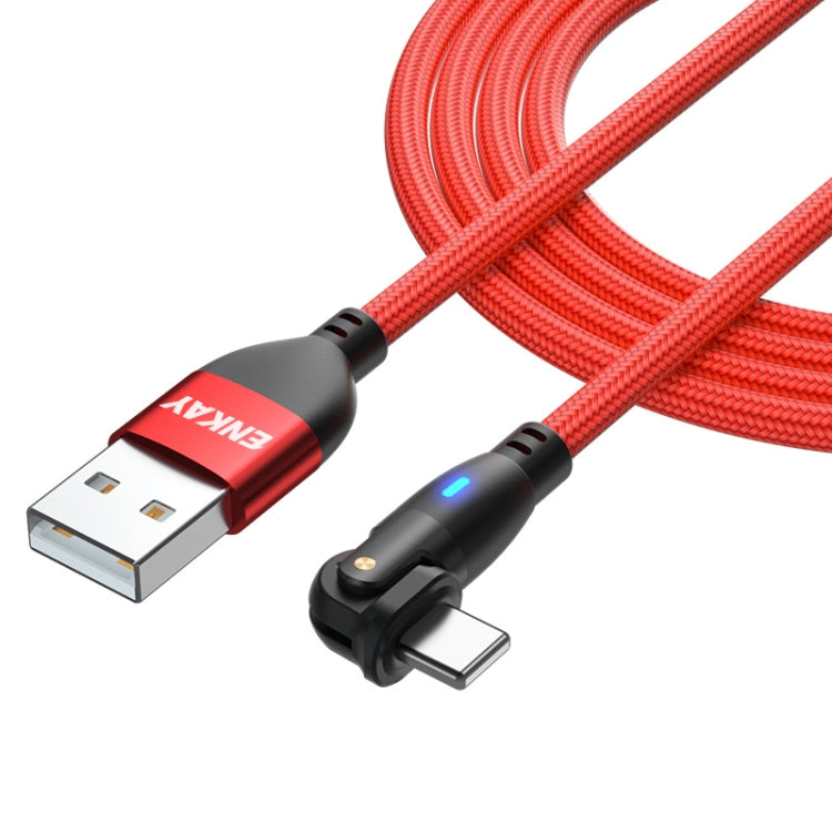 ENKAY 180 Degrees Rotating USB to 8 Pin Charging Data Cable with LED Light, 1m, 2m