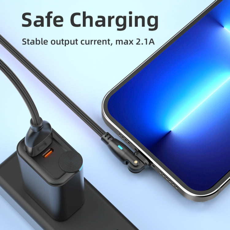 ENKAY 180 Degrees Rotating USB to 8 Pin Charging Data Cable with LED Light, 1m, 2m
