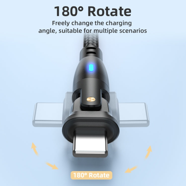 ENKAY 180 Degrees Rotating USB to 8 Pin Charging Data Cable with LED Light, 1m, 2m