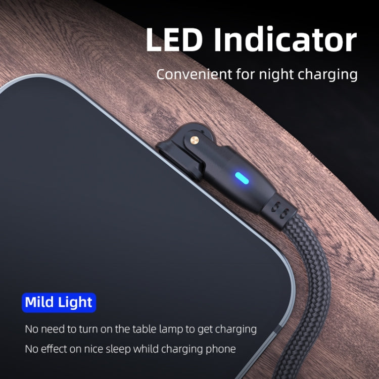 ENKAY 180 Degrees Rotating USB to 8 Pin Charging Data Cable with LED Light, 1m, 2m