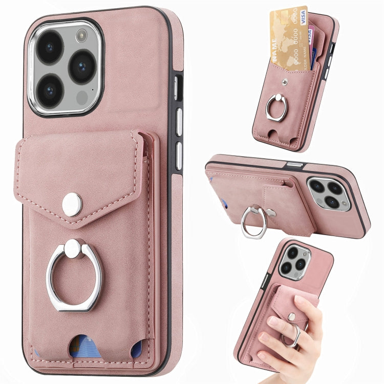 Electroplating Skin-feel Leather Ring Card Wallet Phone Case, For iPhone 14 Pro, For  iPhone 14 Pro Max