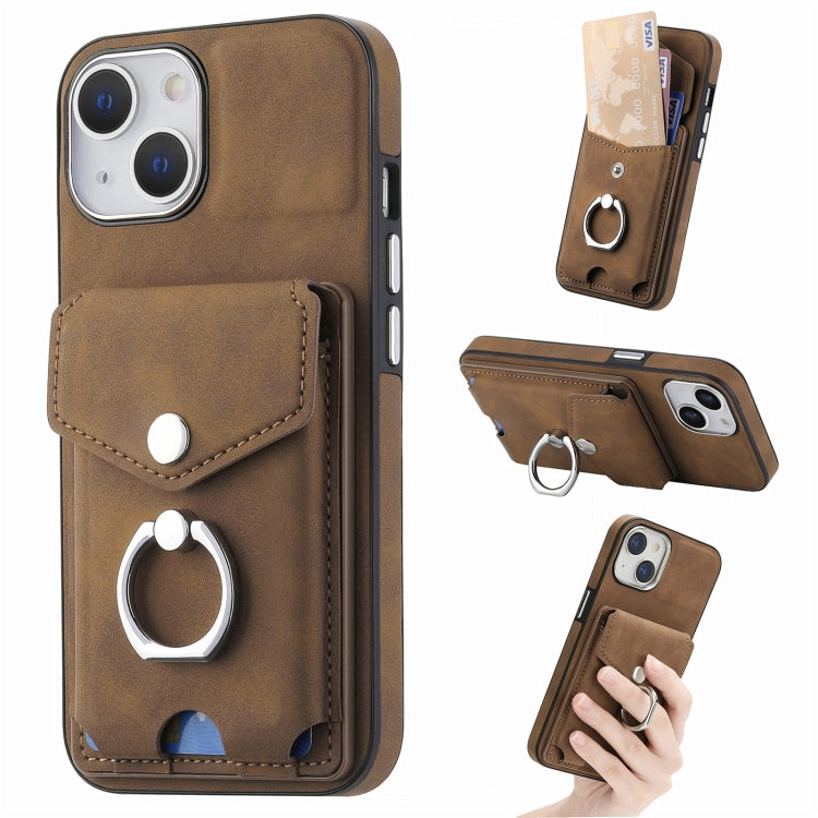 Electroplating Skin-feel Leather Ring Card Wallet Phone Case, For  iPhone 15 Plus, For iPhone 15 Pro Max, For iPhone 15 Pro, For  iPhone 15