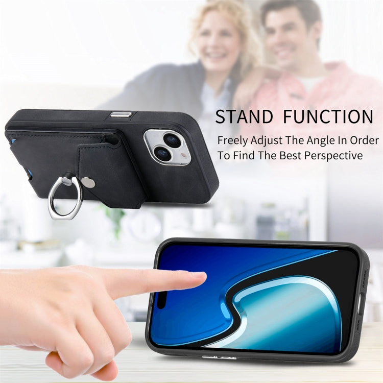 Electroplating Skin-feel Leather Ring Card Wallet Phone Case, For  iPhone 15 Plus, For iPhone 15 Pro Max, For iPhone 15 Pro, For  iPhone 15
