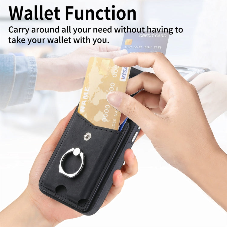 Electroplating Skin-feel Leather Ring Card Wallet Phone Case, For  iPhone 15 Plus, For iPhone 15 Pro Max, For iPhone 15 Pro, For  iPhone 15