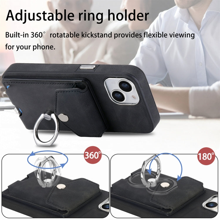 Electroplating Skin-feel Leather Ring Card Wallet Phone Case, For  iPhone 15 Plus, For iPhone 15 Pro Max, For iPhone 15 Pro, For  iPhone 15