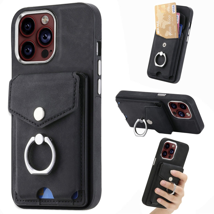 Electroplating Skin-feel Leather Ring Card Wallet Phone Case, For  iPhone 15 Plus, For iPhone 15 Pro Max, For iPhone 15 Pro, For  iPhone 15
