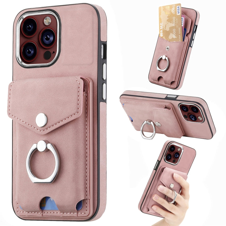 Electroplating Skin-feel Leather Ring Card Wallet Phone Case, For iPhone 15 Pro Max, For  iPhone 15 Plus, For iPhone 15 Pro, For  iPhone 15