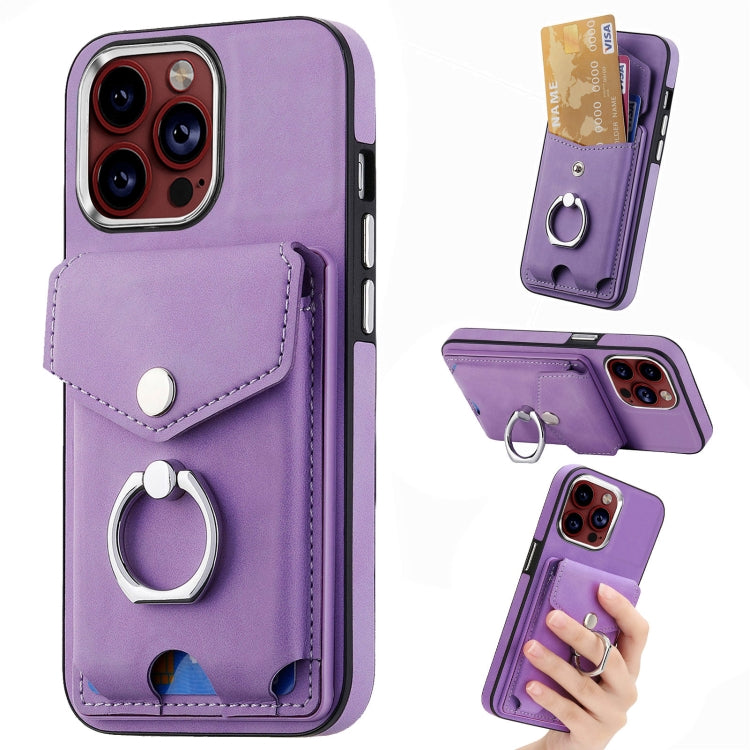 Electroplating Skin-feel Leather Ring Card Wallet Phone Case, For  iPhone 15 Plus, For iPhone 15 Pro Max, For iPhone 15 Pro, For  iPhone 15