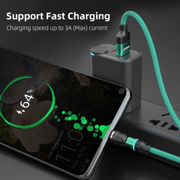 ENKAY 3 in 1 3A USB to Type-C / 8 Pin / Micro USB Magnetic 540 Degrees Rotating Fast Charging Cable, 1m, 2m