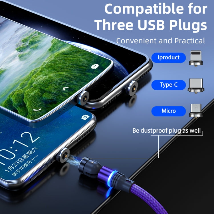 ENKAY 3 in 1 2.4A USB to Type-C / 8 Pin / Micro USB Magnetic 540 Degrees Rotating Charging Cable, 1m, 2m
