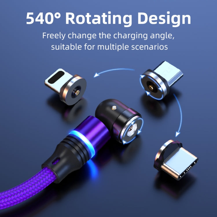 ENKAY 3 in 1 2.4A USB to Type-C / 8 Pin / Micro USB Magnetic 540 Degrees Rotating Charging Cable, 1m, 2m