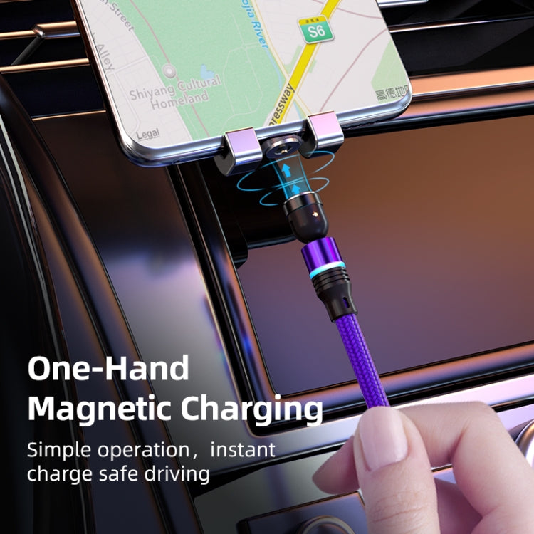 ENKAY 3 in 1 2.4A USB to Type-C / 8 Pin / Micro USB Magnetic 540 Degrees Rotating Charging Cable, 1m, 2m