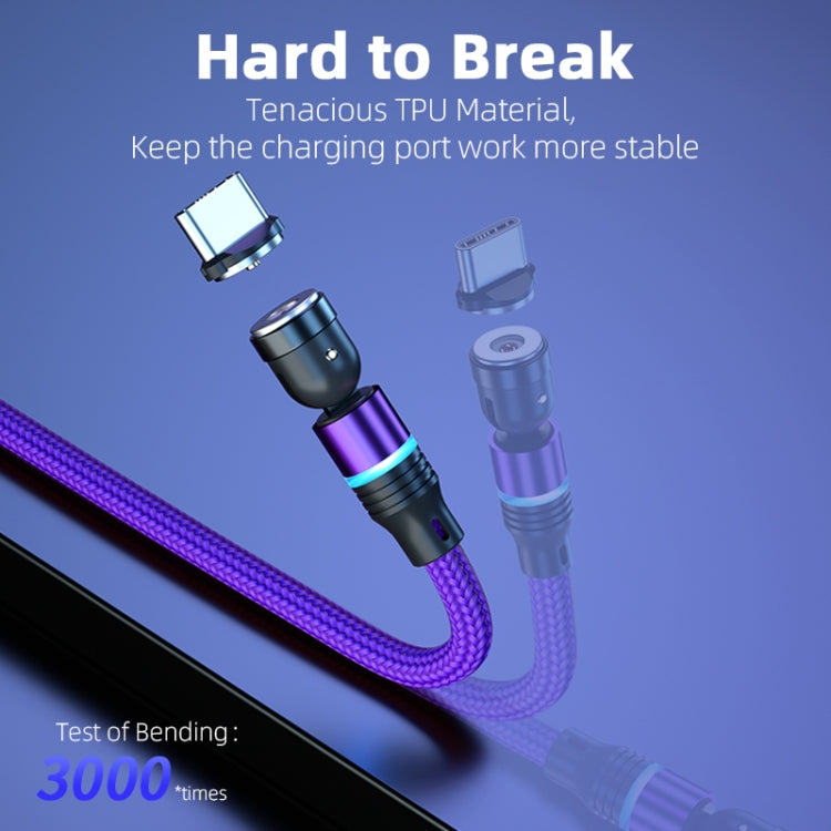ENKAY 3 in 1 2.4A USB to Type-C / 8 Pin / Micro USB Magnetic 540 Degrees Rotating Charging Cable, 1m, 2m