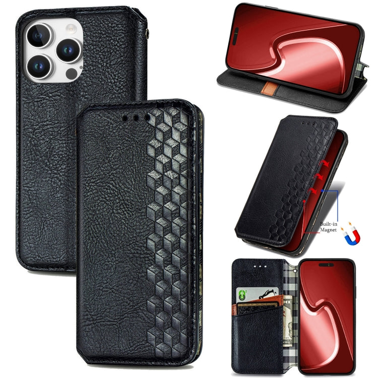 Cubic Grid Pressed Magnetic Leather Phone Case, For iPhone Air, For iPhone 16 Pro Max, For iPhone 16 Pro