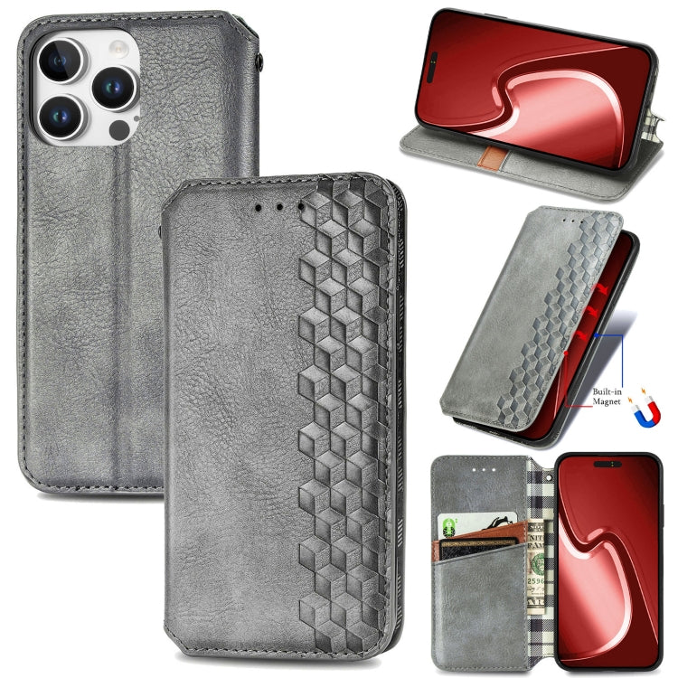 Cubic Grid Pressed Magnetic Leather Phone Case, For iPhone Air, For iPhone 16 Pro Max, For iPhone 16 Pro