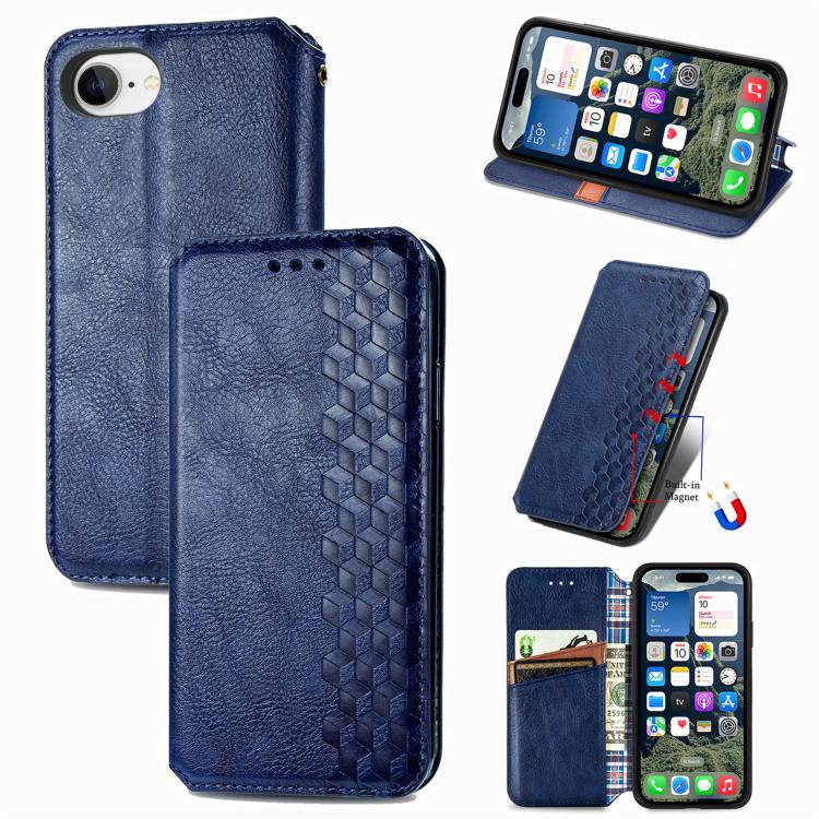 Cubic Grid Pressed Magnetic Leather Phone Case, For iPhone 18 Pro / 17 Pro, For iPhone 18 Pro Max / 17 Pro Max, For iPhone 17e / 16e, For iPhone 17