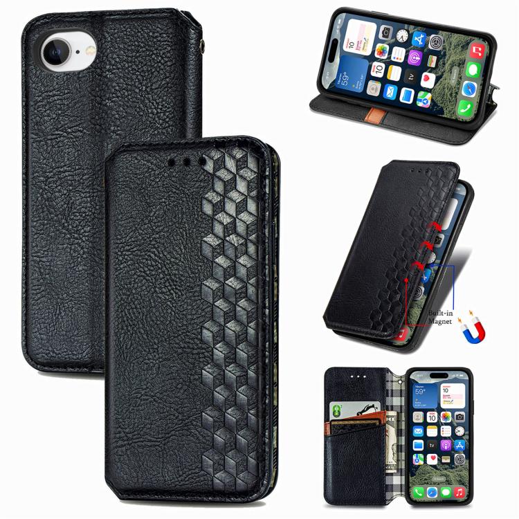 Cubic Grid Pressed Magnetic Leather Phone Case, For iPhone 18 Pro / 17 Pro, For iPhone 18 Pro Max / 17 Pro Max, For iPhone 17e / 16e, For iPhone 17