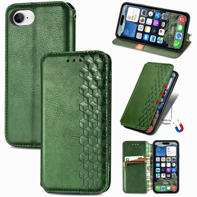 Cubic Grid Pressed Magnetic Leather Phone Case, For iPhone 18 Pro / 17 Pro, For iPhone 18 Pro Max / 17 Pro Max, For iPhone 17e / 16e, For iPhone 17
