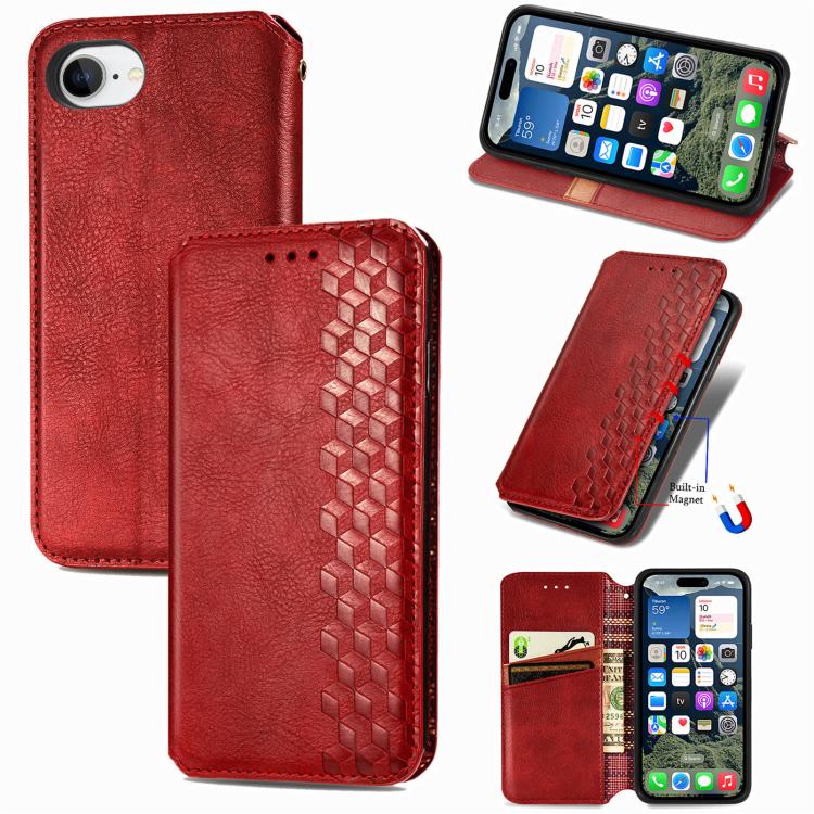 Cubic Grid Pressed Magnetic Leather Phone Case, For iPhone 18 Pro / 17 Pro, For iPhone 18 Pro Max / 17 Pro Max, For iPhone 17e / 16e, For iPhone 17