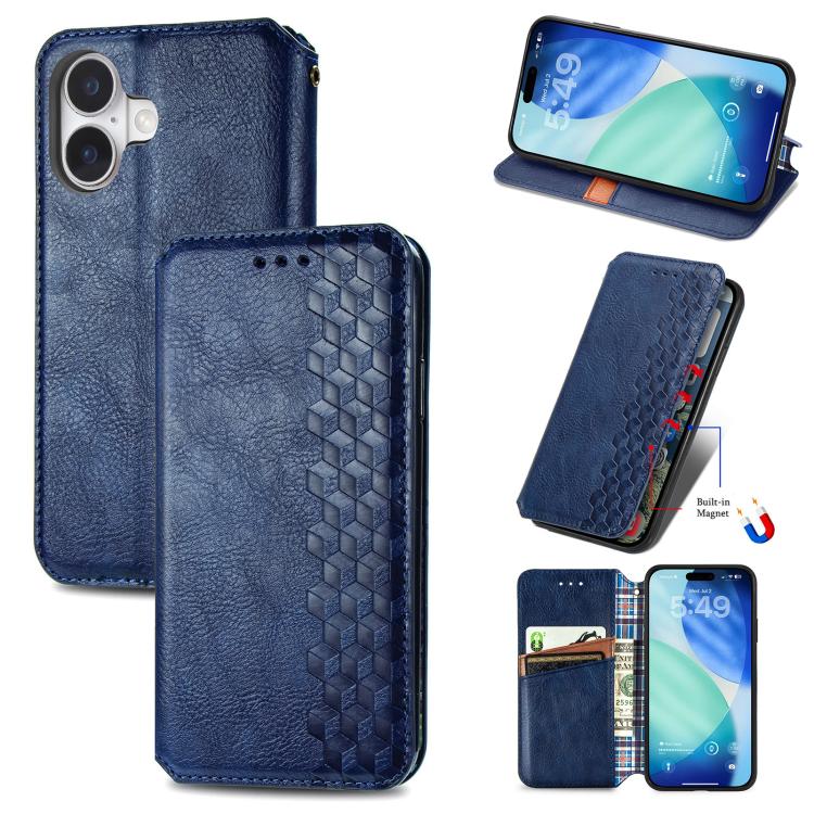 Cubic Grid Pressed Magnetic Leather Phone Case, For iPhone 18 Pro / 17 Pro, For iPhone 18 Pro Max / 17 Pro Max, For iPhone 17e / 16e, For iPhone 17