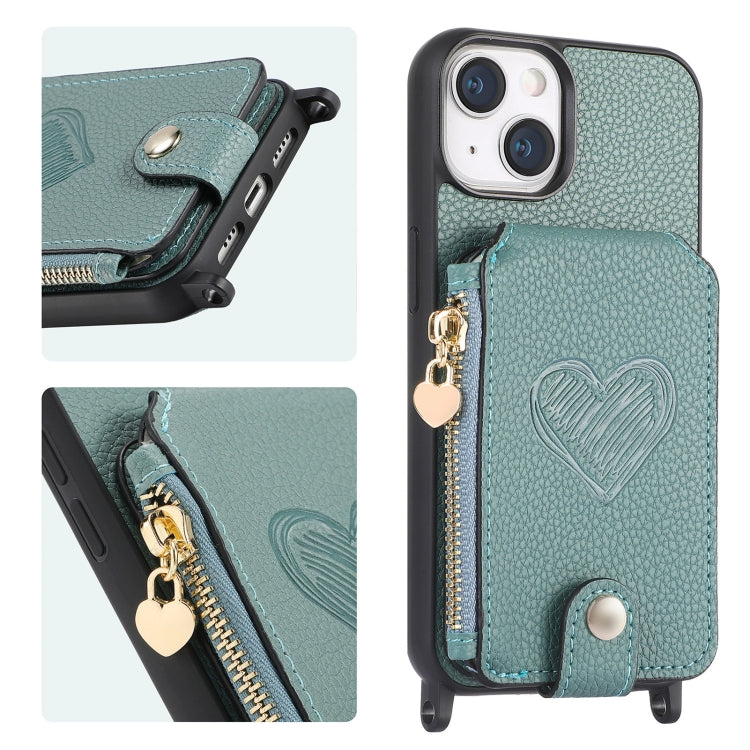 Crossbody Love Zipper Leather Back Phone Case, For iPhone 15 Pro Max, For iPhone 15 Pro, For iPhone 15