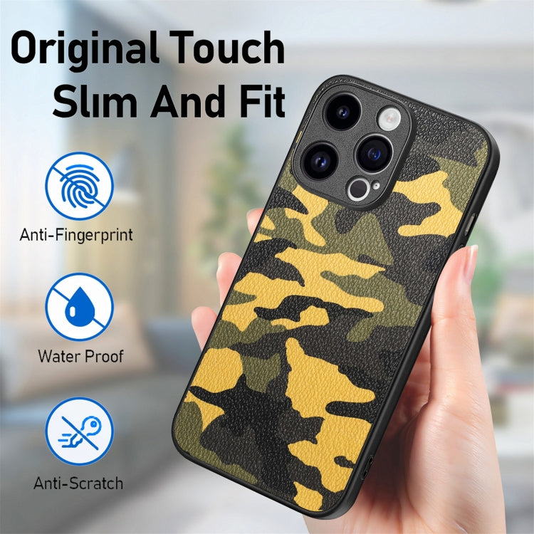 Retro Camouflage Leather Back Phone Case, For iPhone 15 Pro Max, For iPhone 15 Pro, For iPhone 15 Plus, For iPhone 15
