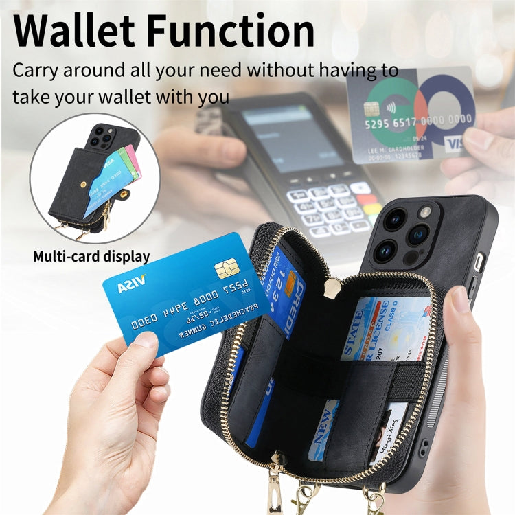 Crossbody Multi-function Zipper Wallet Phone Case, For iPhone 15 Pro Max, For iPhone 15 Pro, For iPhone 15 Plus, For iPhone 15