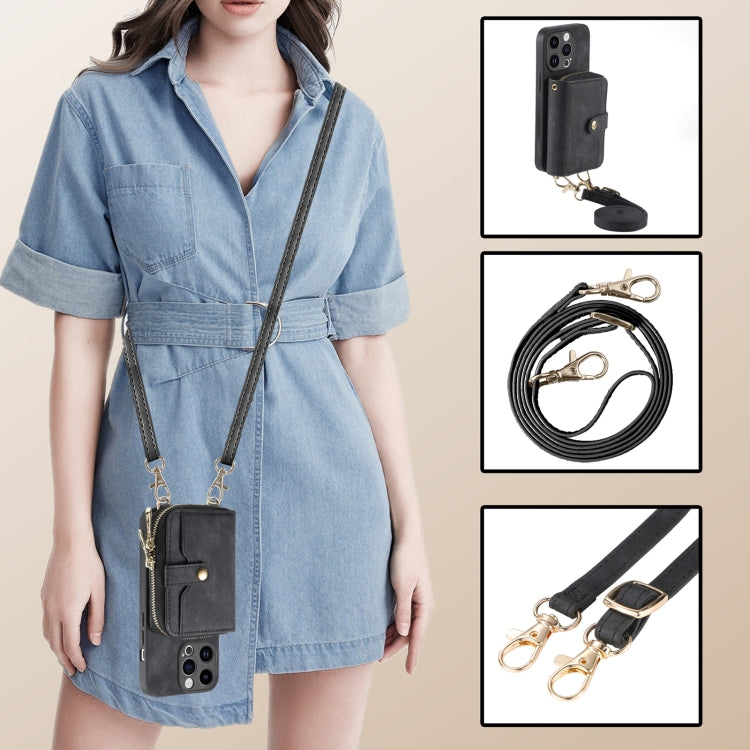 Crossbody Multi-function Zipper Wallet Phone Case, For iPhone 15 Pro Max, For iPhone 15 Pro, For iPhone 15 Plus, For iPhone 15