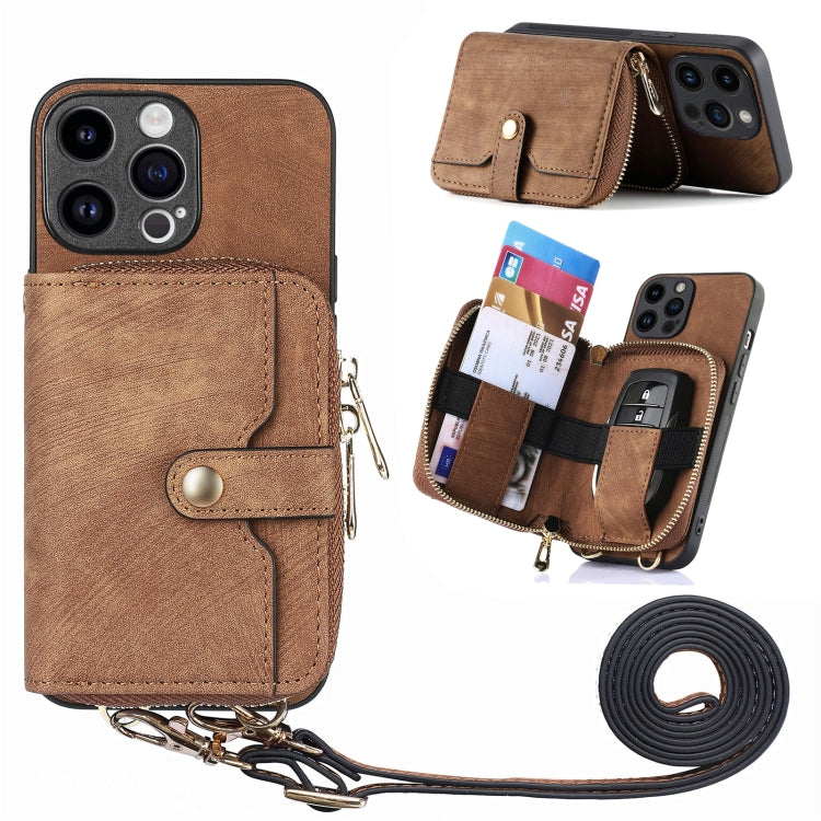 Crossbody Multi-function Zipper Wallet Phone Case, For iPhone 15 Pro Max, For iPhone 15 Pro, For iPhone 15 Plus, For iPhone 15