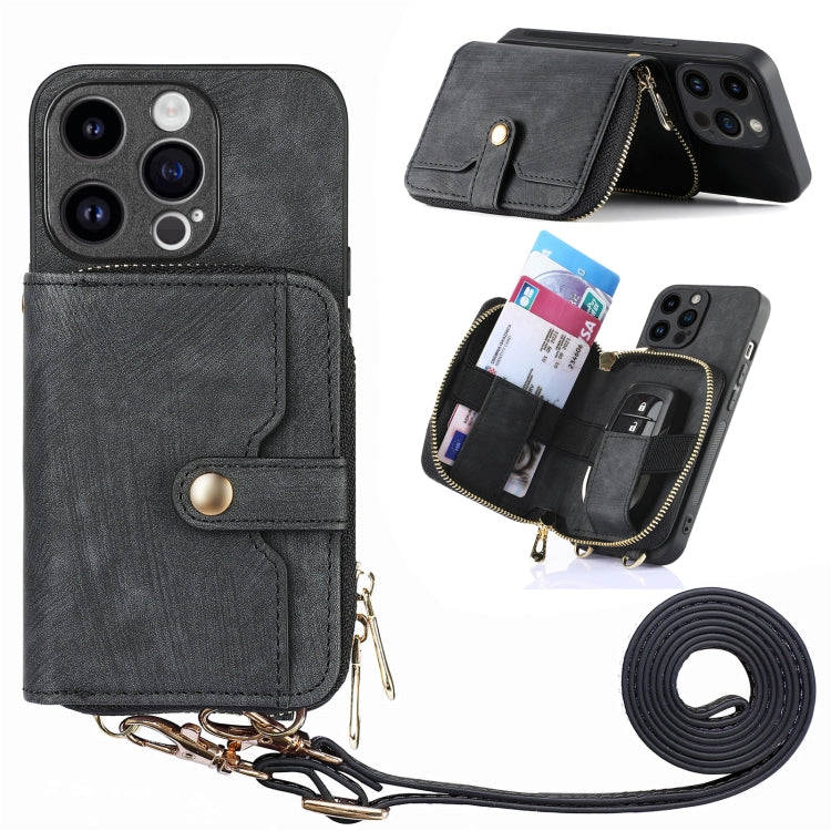 Crossbody Multi-function Zipper Wallet Phone Case, For iPhone 15 Pro Max, For iPhone 15 Pro, For iPhone 15 Plus, For iPhone 15