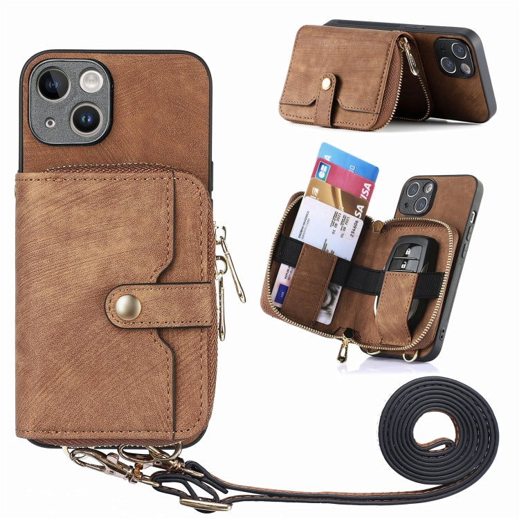 Crossbody Multi-function Zipper Wallet Phone Case, For iPhone 15 Pro Max, For iPhone 15 Pro, For iPhone 15 Plus, For iPhone 15