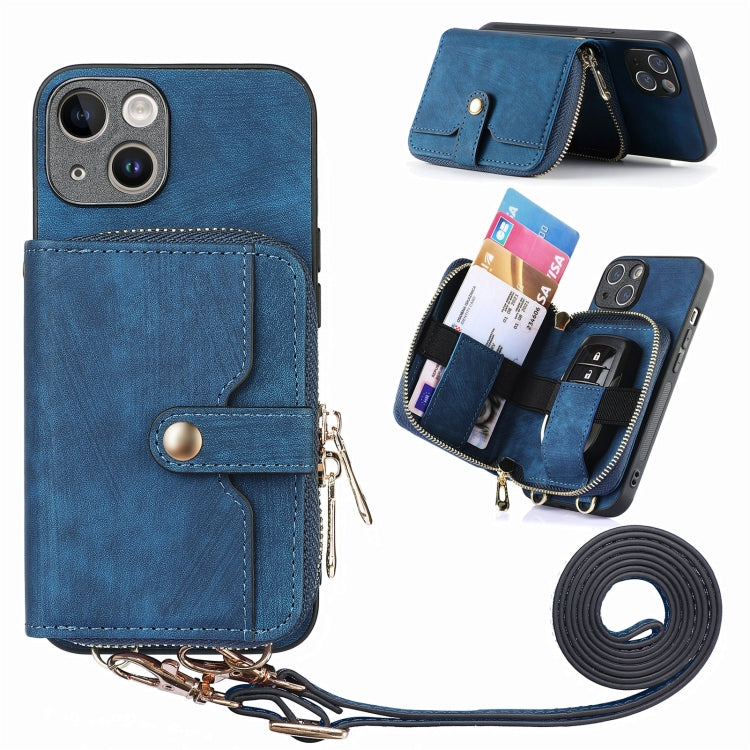 Crossbody Multi-function Zipper Wallet Phone Case, For iPhone 15 Pro Max, For iPhone 15 Pro, For iPhone 15 Plus, For iPhone 15