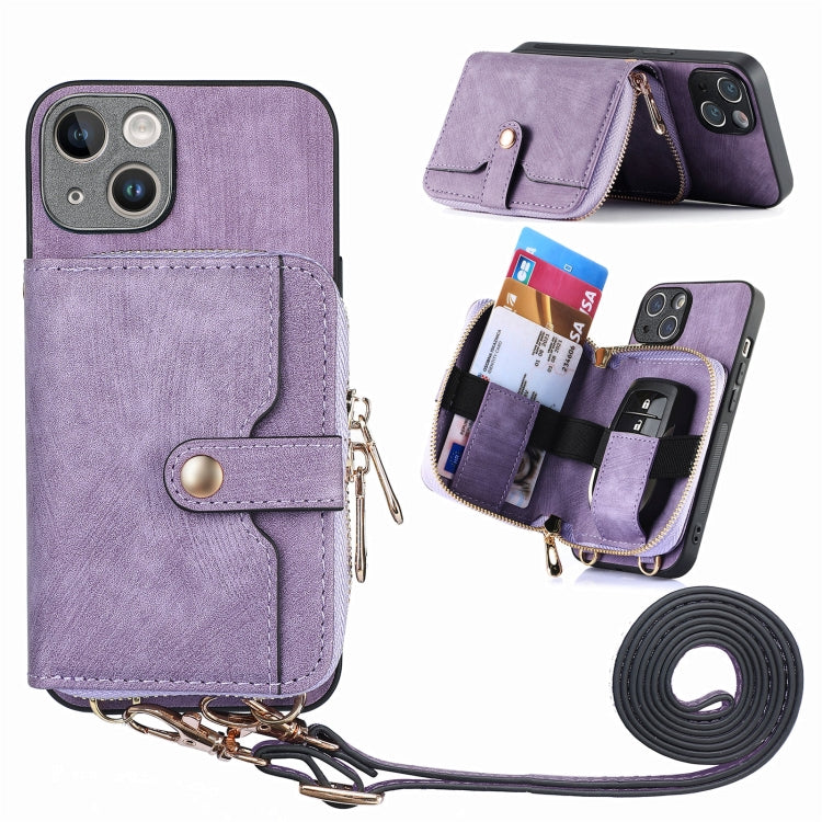 Crossbody Multi-function Zipper Wallet Phone Case, For iPhone 15 Pro Max, For iPhone 15 Pro, For iPhone 15 Plus, For iPhone 15