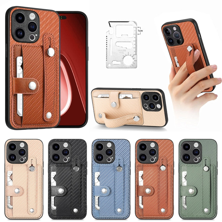 Wristband Kickstand Card Wallet Back Phone Case with Tool Knife