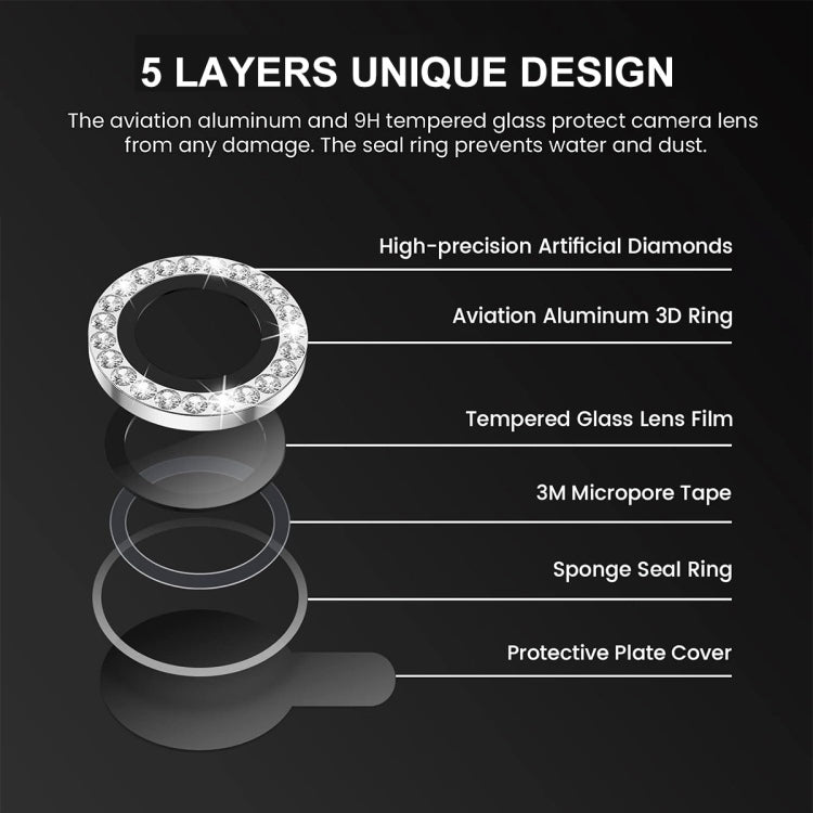 ENKAY AR Anti-reflection Individual Diamond Ring Camera Lens Glass Full Film, For iPhone 15 Pro / 15 Pro Max, For iPhone 15 / 15 Plus