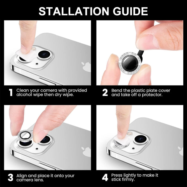 ENKAY AR Anti-reflection Individual Diamond Ring Camera Lens Glass Full Film, For iPhone 15 Pro / 15 Pro Max, For iPhone 15 / 15 Plus